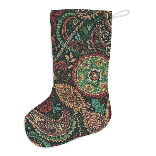 Paisley Holiday Stocking — Vintage Green Decor