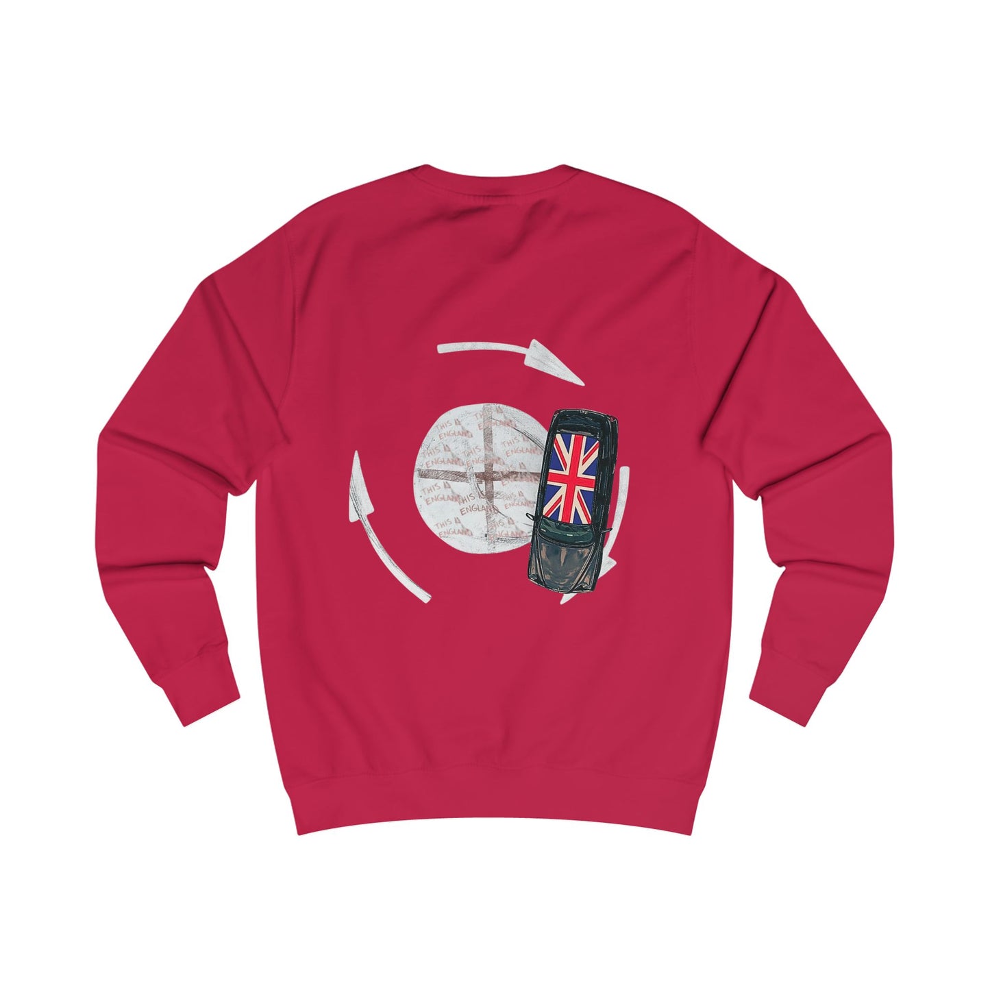 Roundabout Driving Sweatshirt — Red Car Traffic Circle Graphic
