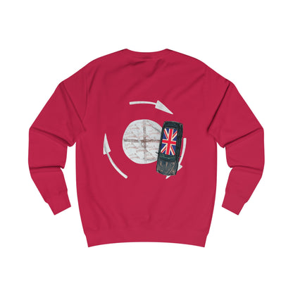 Roundabout Driving Sweatshirt — Red Car Traffic Circle Graphic