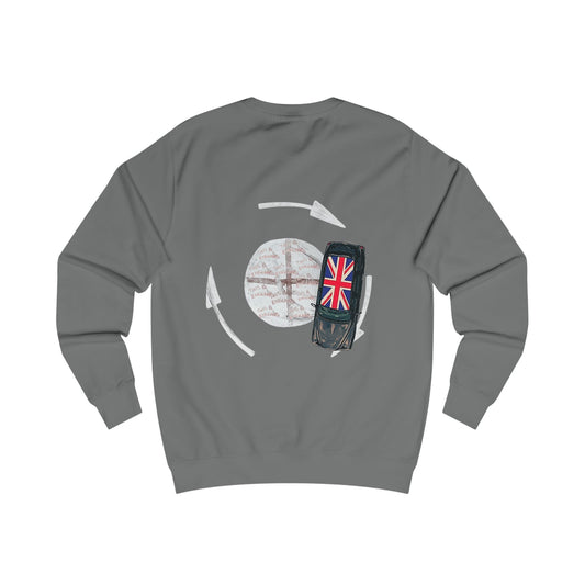 Roundabout Driving Sweatshirt — Red Car Traffic Circle Graphic